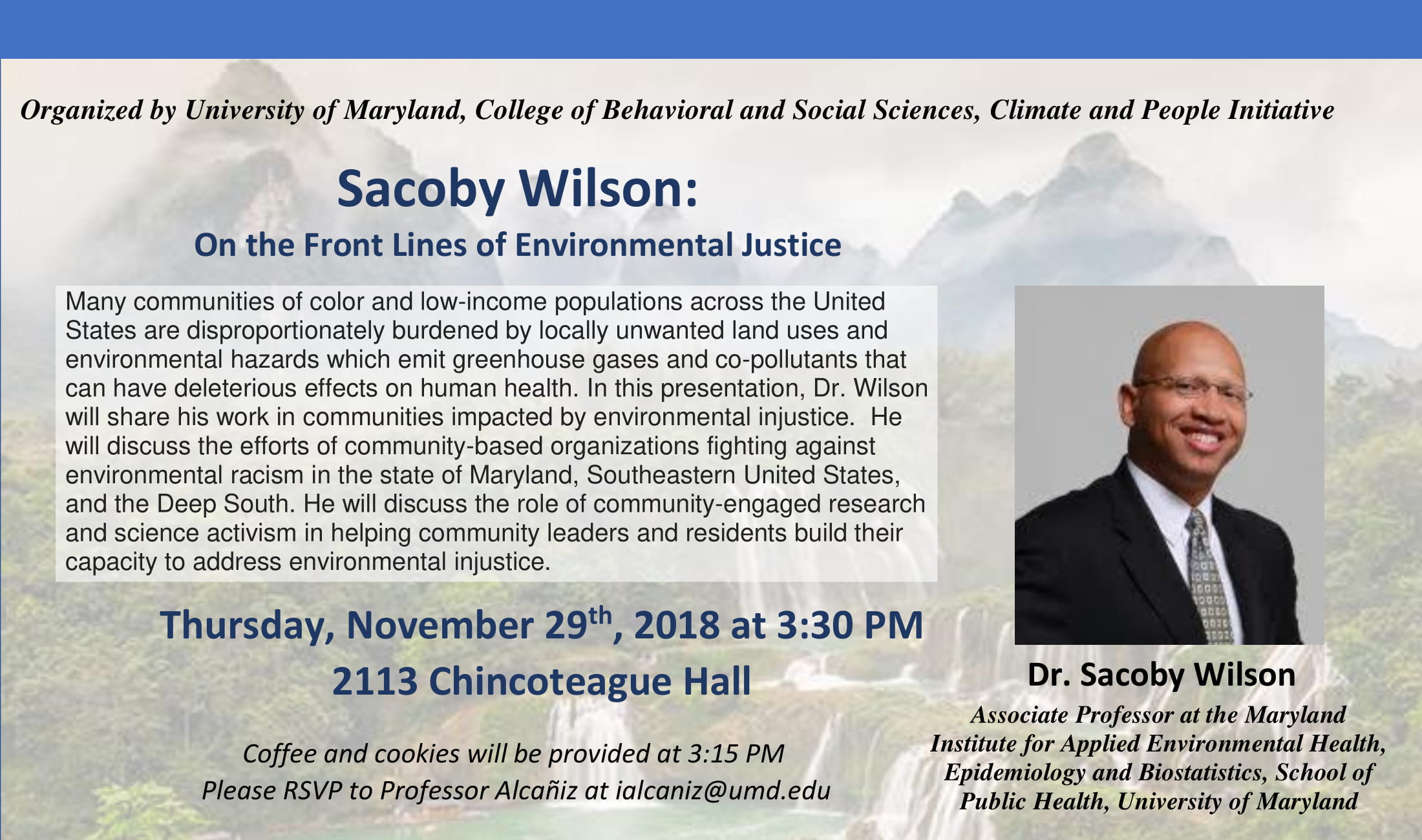 Sacoby Wilson's Seminar: On the Front Lines of Environmental Justice