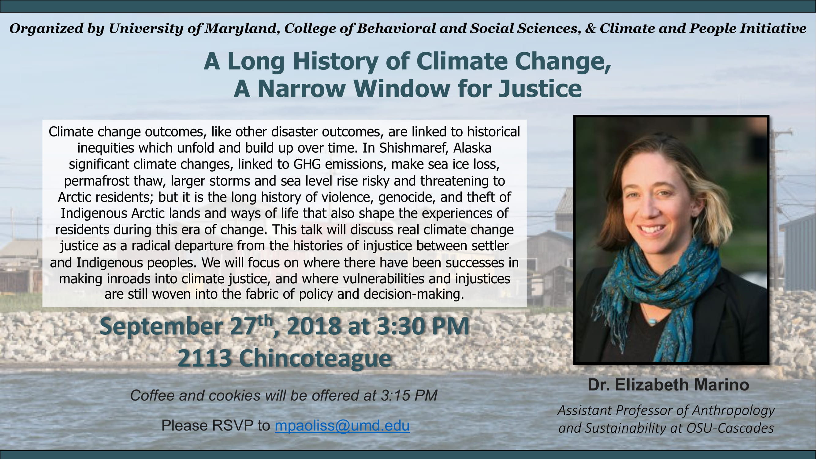 Elizabeth Marino's Seminar: A Long History of Climate Change, a Narrow Window for Justice